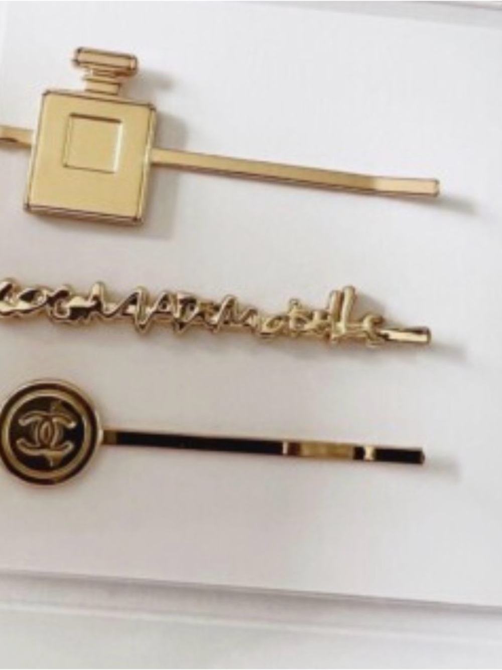 CHANEL Gold Tone Decorative Hair Pin Set